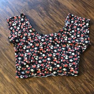 Floral cross back crop top